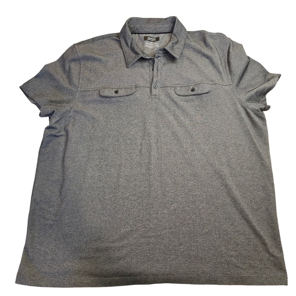 Alfani Mens Gray Heathered Short Sleeve Polo Shirt XXL Regular Fit s/18618 SP16